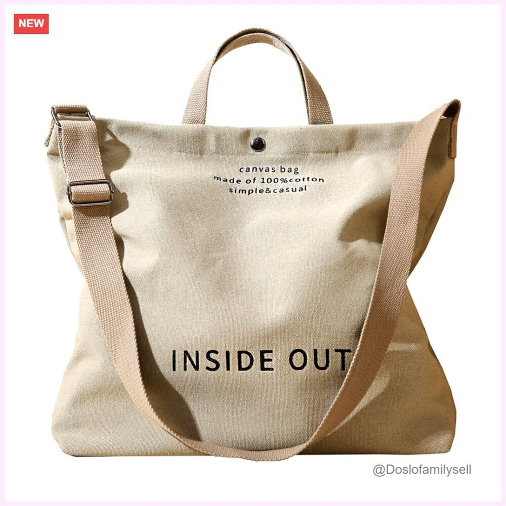 Large Canvas Tote Bag with Zipper Top, Adjustable Shoulder Strap